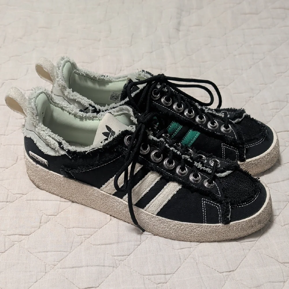 Adidas Campus 80s X S.F.T.M. Black Canvas Low-Top Sneakers with White Stripes